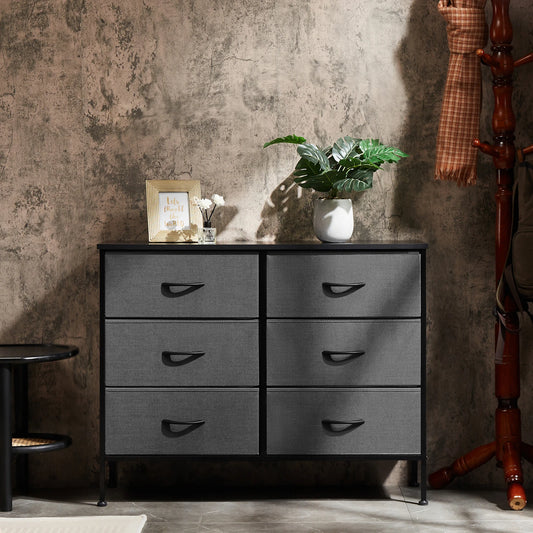 JHK Fabric Drawer Nightstand With Bedroom Storage Cabinet