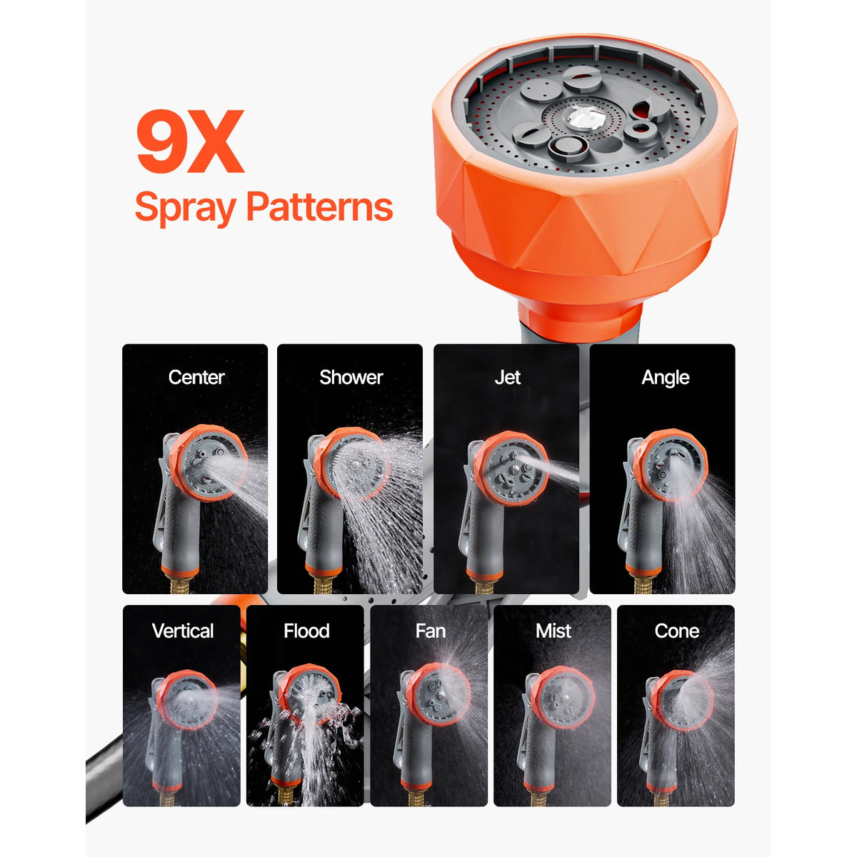SucceBuy Retractable Garden Hose Reel With Nine Pattern Nozzle