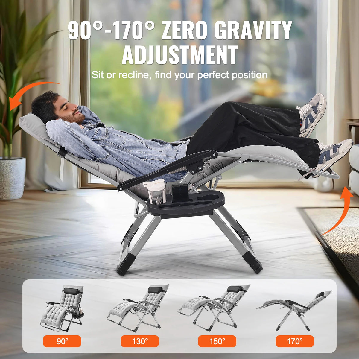 SucceBuy Zero Gravity Recliner Chair With Cushion Footrest