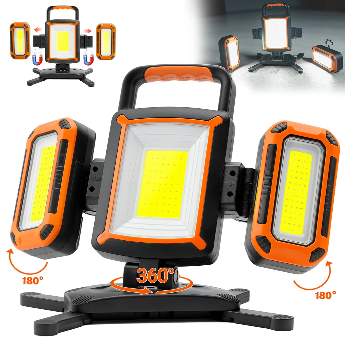 MIXJOY Modular Rechargeable LED Work Light With Magnetic Base Hooks