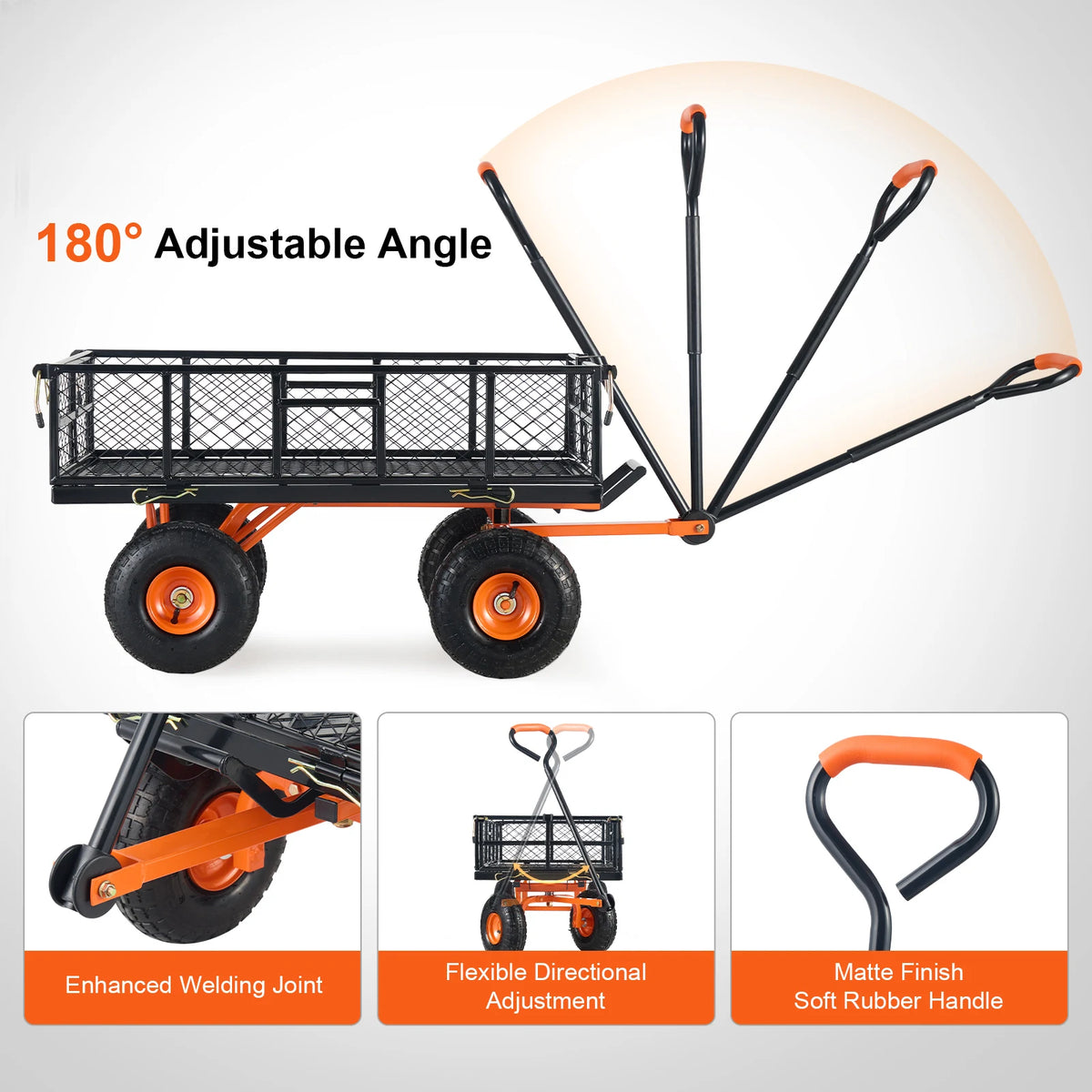 SucceBuy Heavy Duty Garden Utility Dump Cart With Removable Sides
