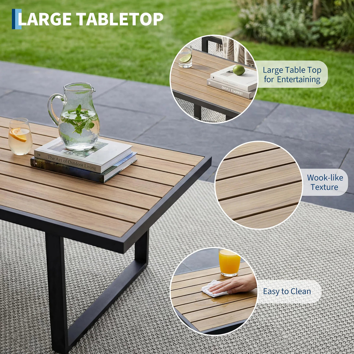 HiMISS Modern Outdoor Patio Conversation Sofa Set With Coffee Table