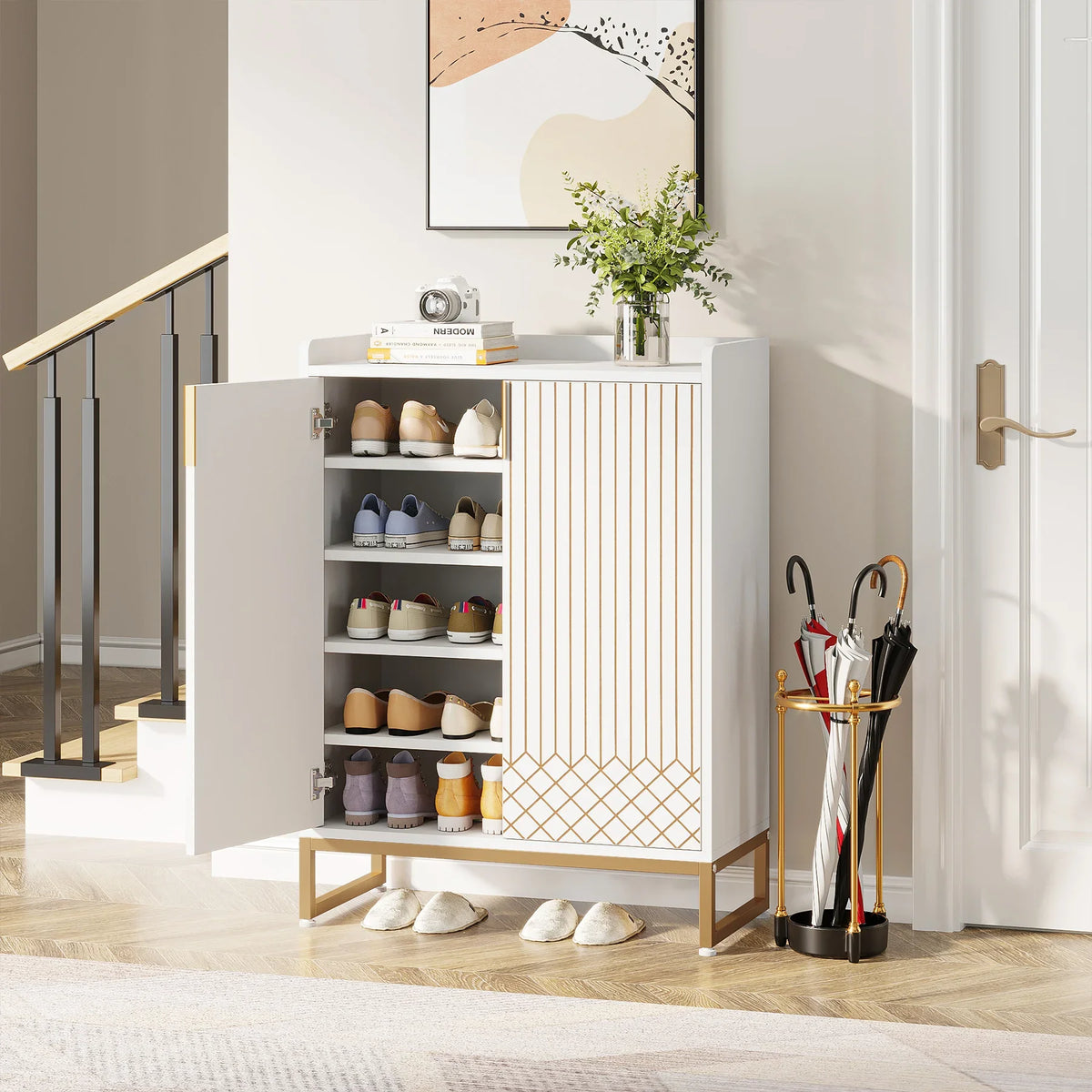 Tribesigns Shoe Cabinet With Doors For Bedroom And Hallway Storage