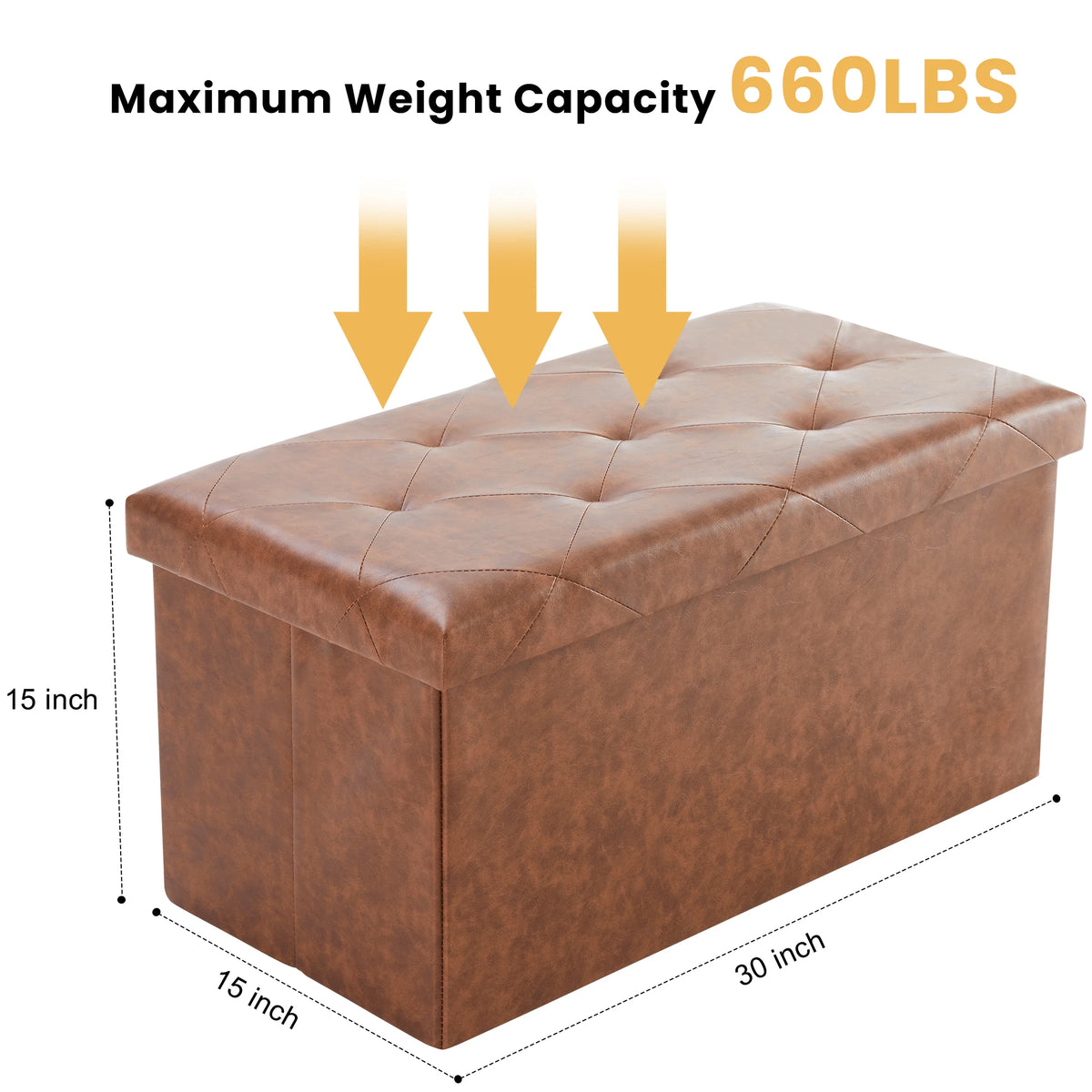 JHK Leather Storage Ottoman Bench With Convenient Footrest