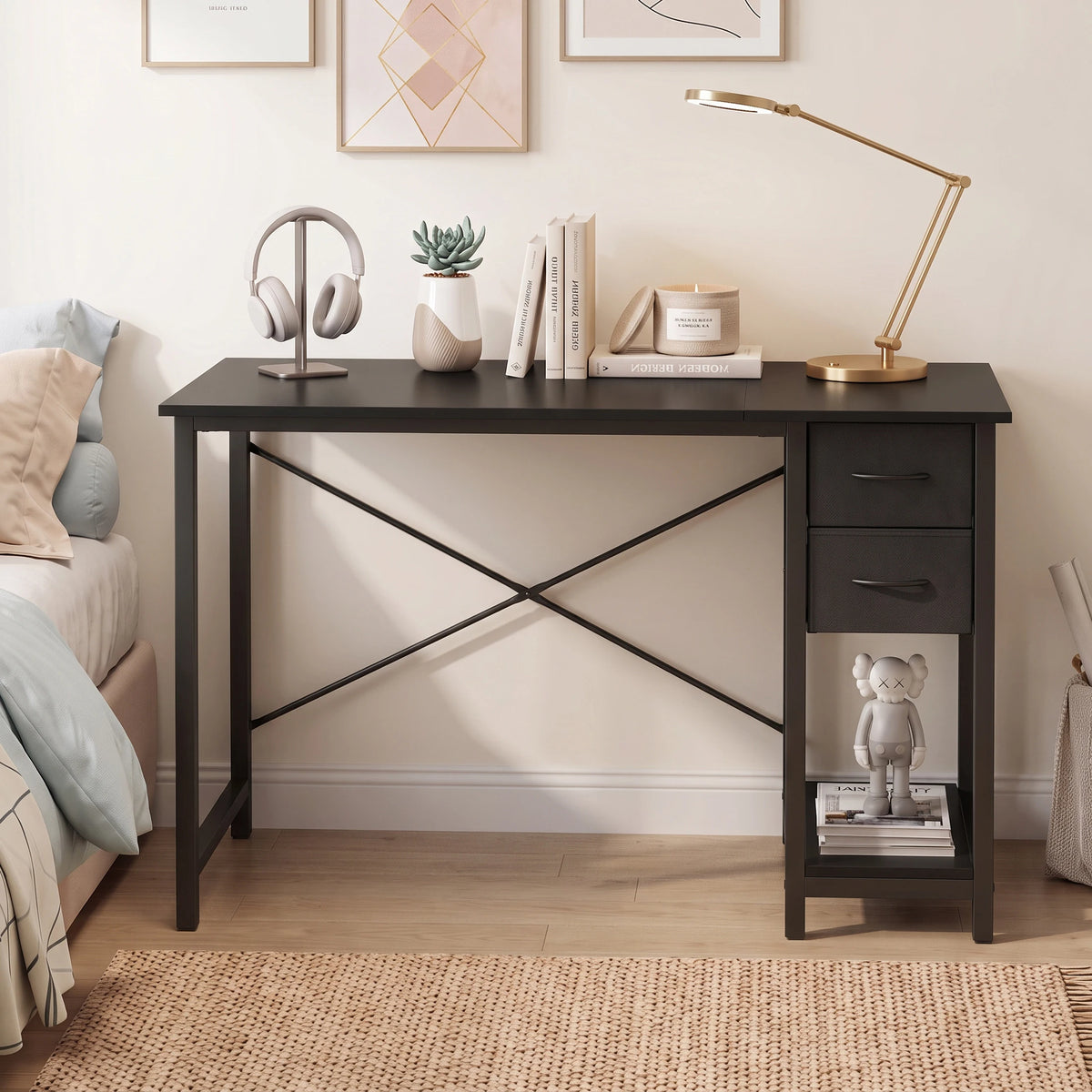 MCQ Standing Office Computer Desk With Drawers And Side Hook