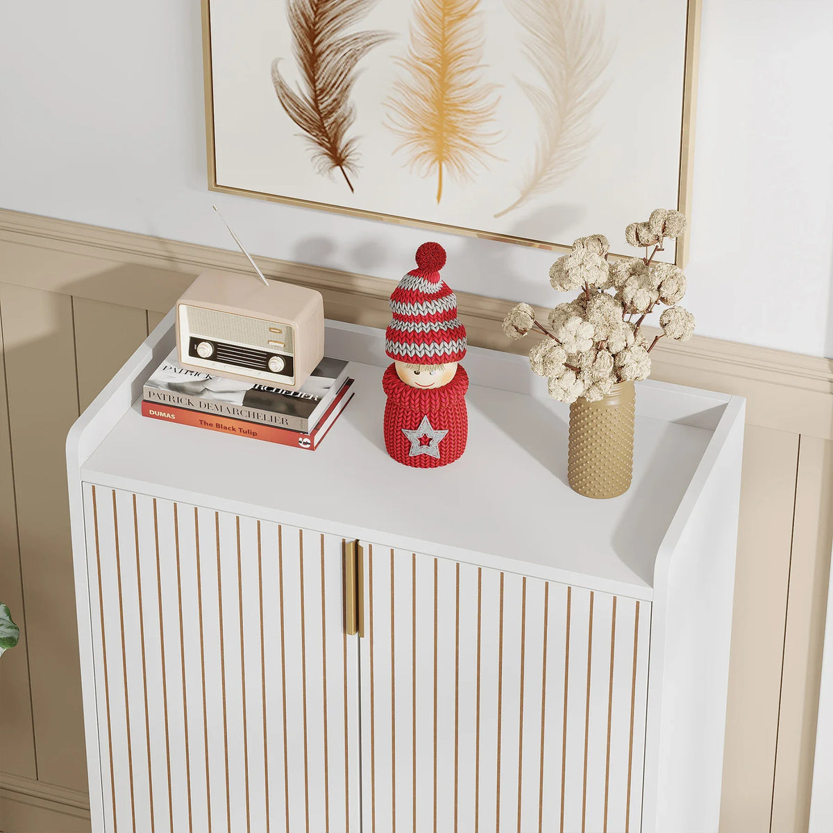 Tribesigns Modern Shoe Cabinet With Doors And Five Tier Storage