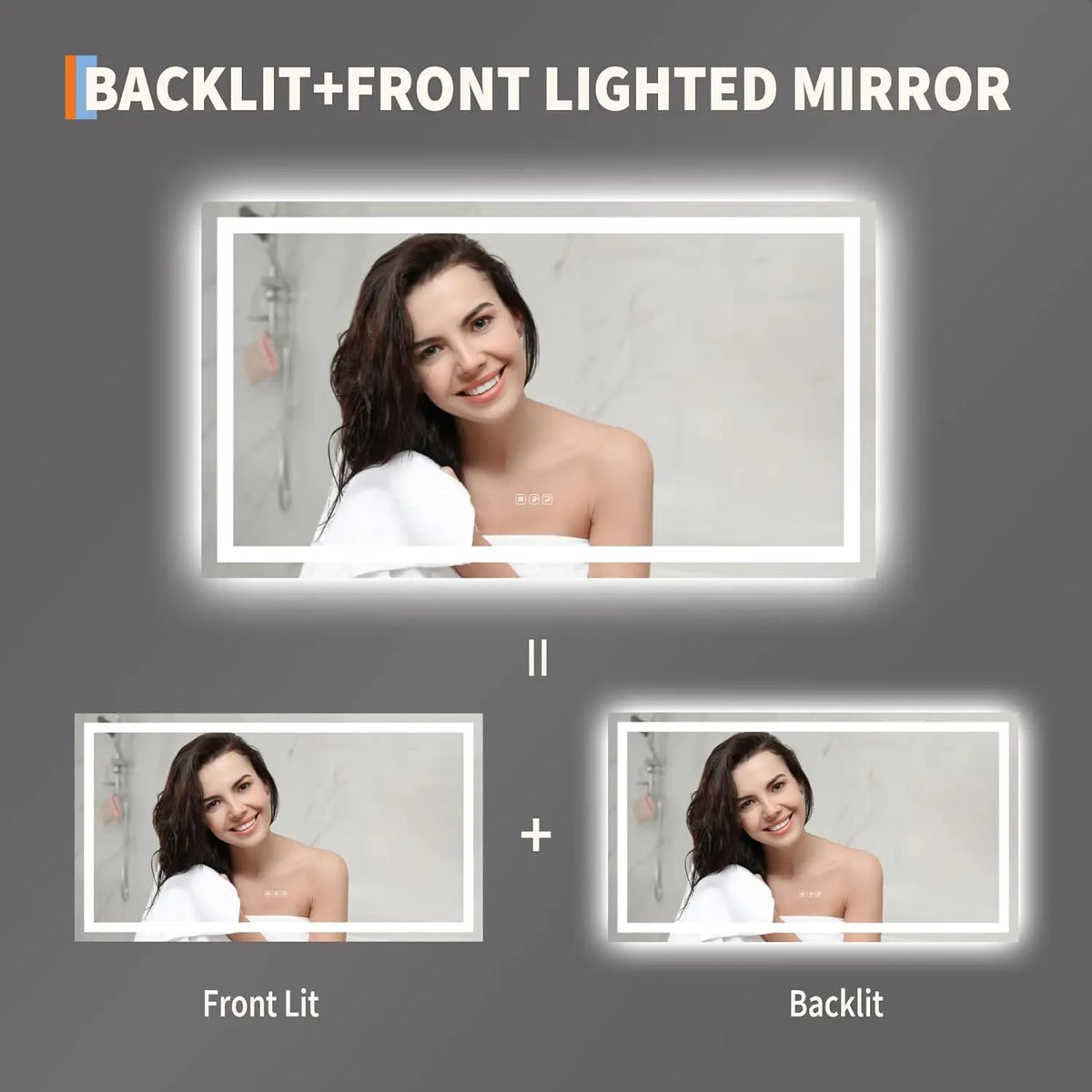 TWISTER.CK LED Bathroom Mirror With Stepless Dimming And Anti Fog