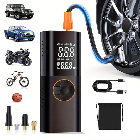 Rechargeable Portable Tire Inflator With Digital Pressure Gauge