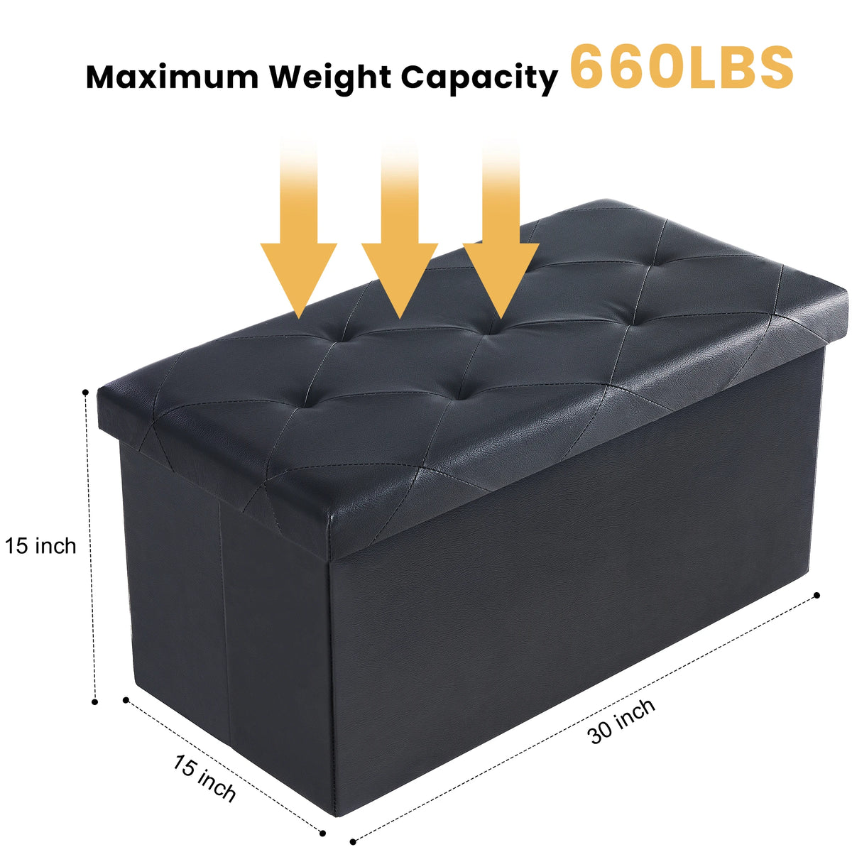 JHK Leather Storage Ottoman Bench With Convenient Footrest