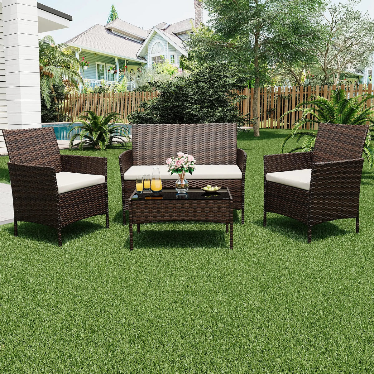 HiMISS Outdoor Rattan Patio Furniture Set With Cushions