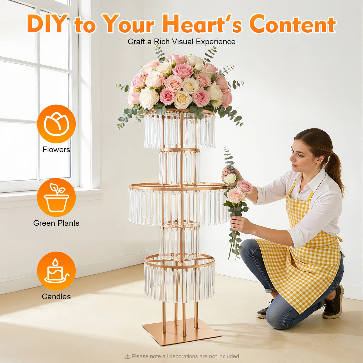 Five Tier Acrylic Wedding Flower Stand for Elegant Event Decor