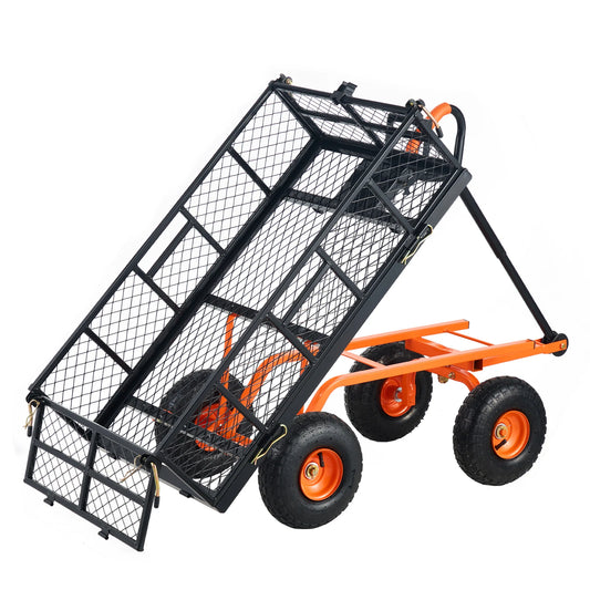 SucceBuy Heavy Duty Garden Utility Dump Cart With Removable Sides