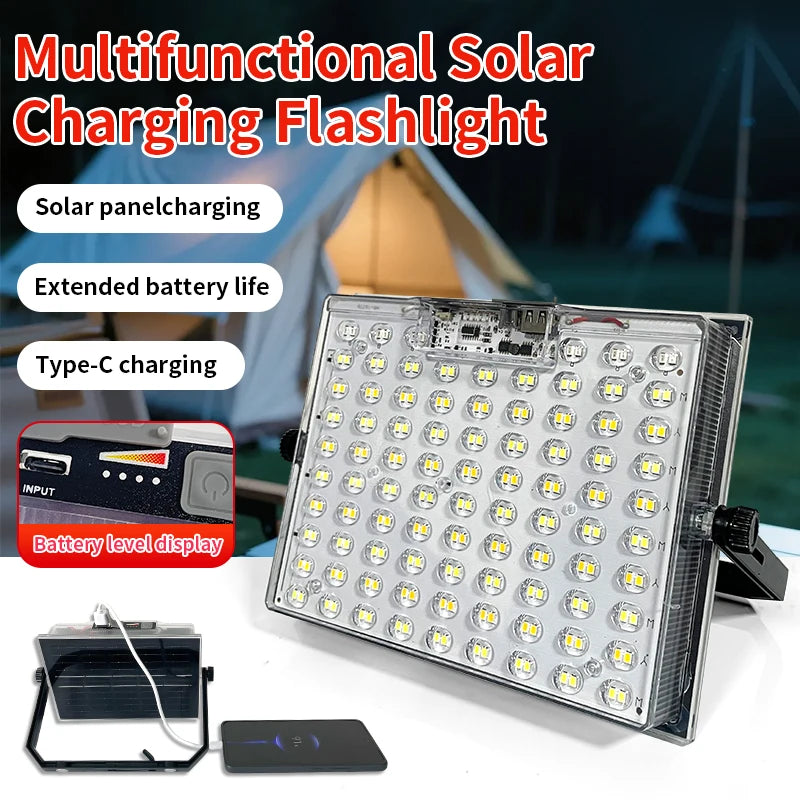 Morglad Portable Solar LED Flashlight USB Rechargeable Camping Lantern
