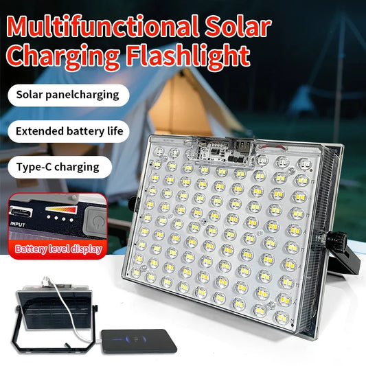 Morglad Portable Solar LED Flashlight USB Rechargeable Camping Lantern