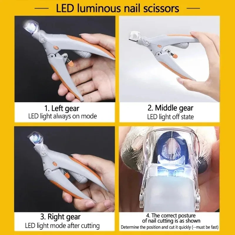 LED Pet Nail Clippers With Light for Cats and Dogs