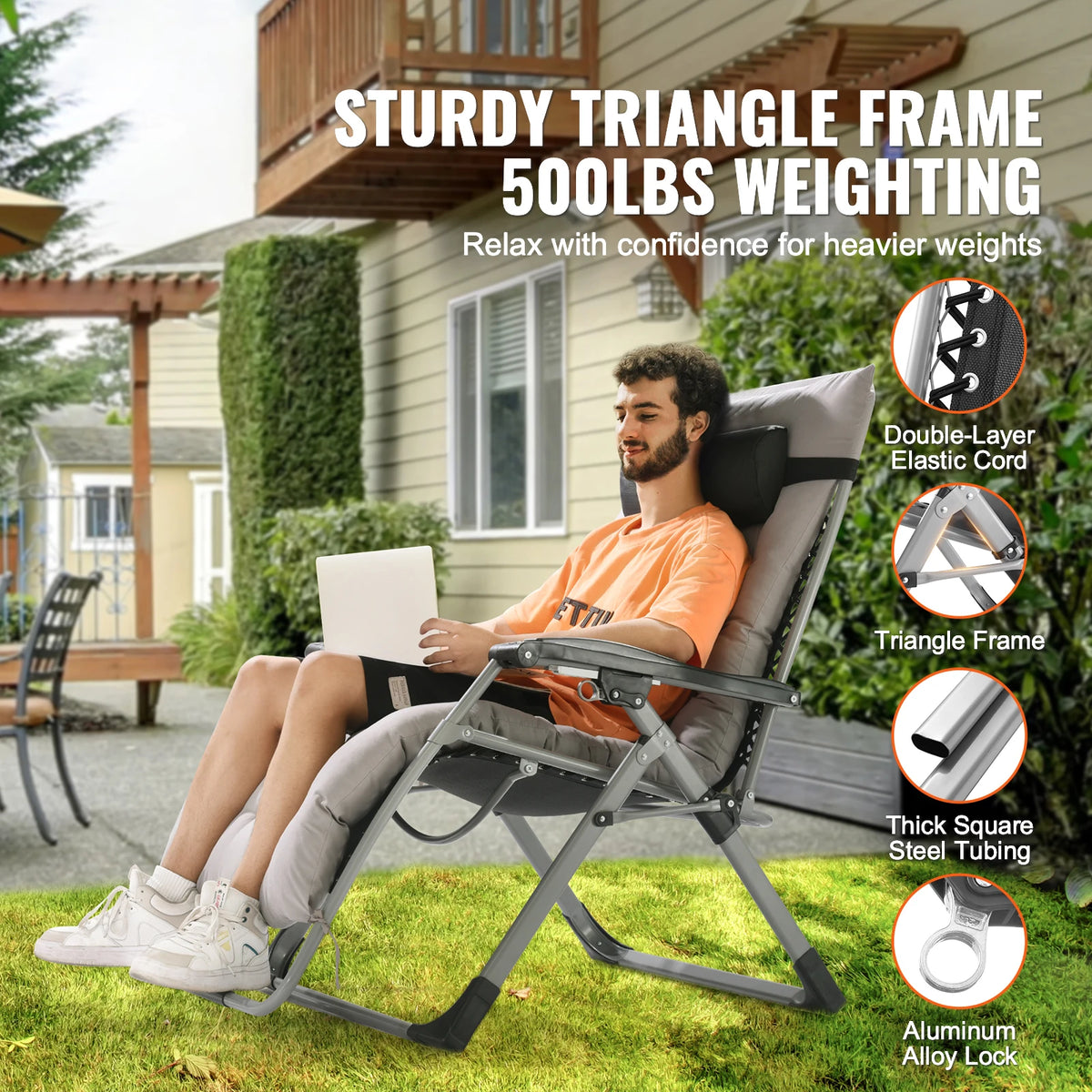 SucceBuy Zero Gravity Recliner Chair With Cushion Footrest