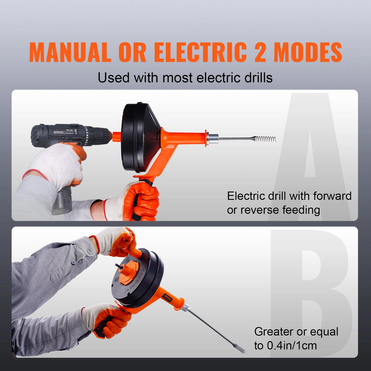 SucceBuy Manual Drain Auger With Drill Attachment Clog Remover