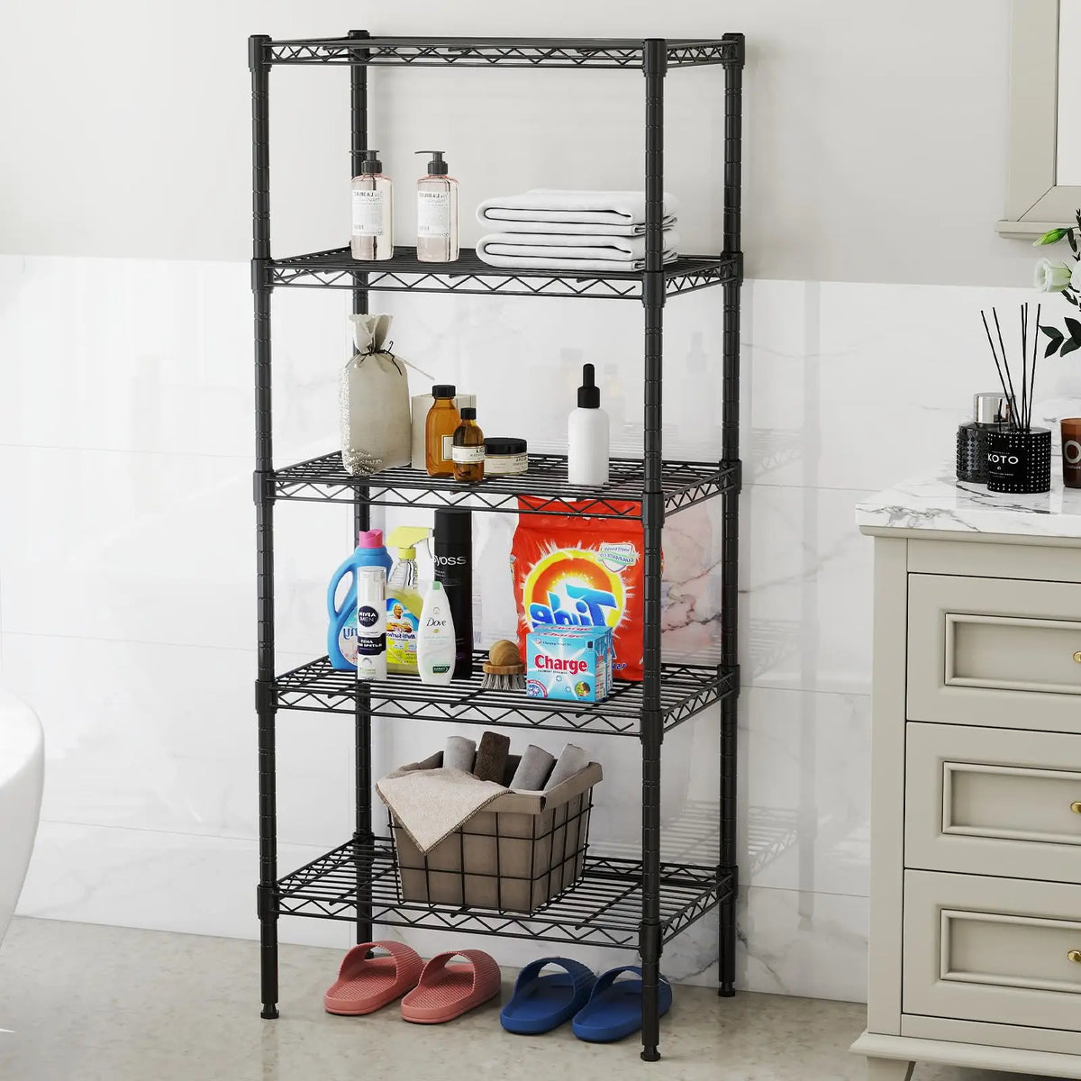 JHK Adjustable Metal Wire Storage Shelving Rack For Home Organization
