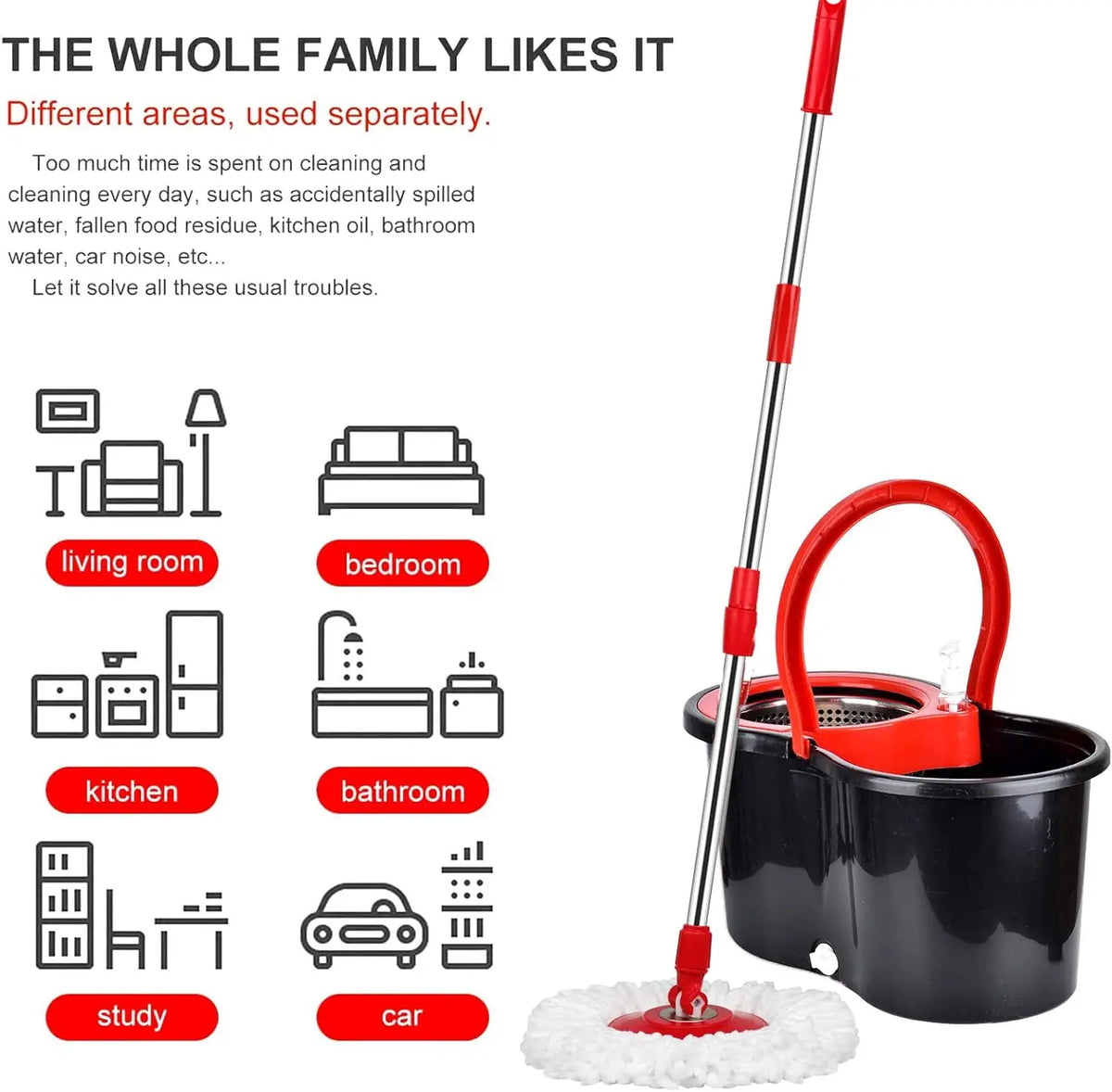360 Degree Spin Mop Bucket With Microfiber Heads And Wringer