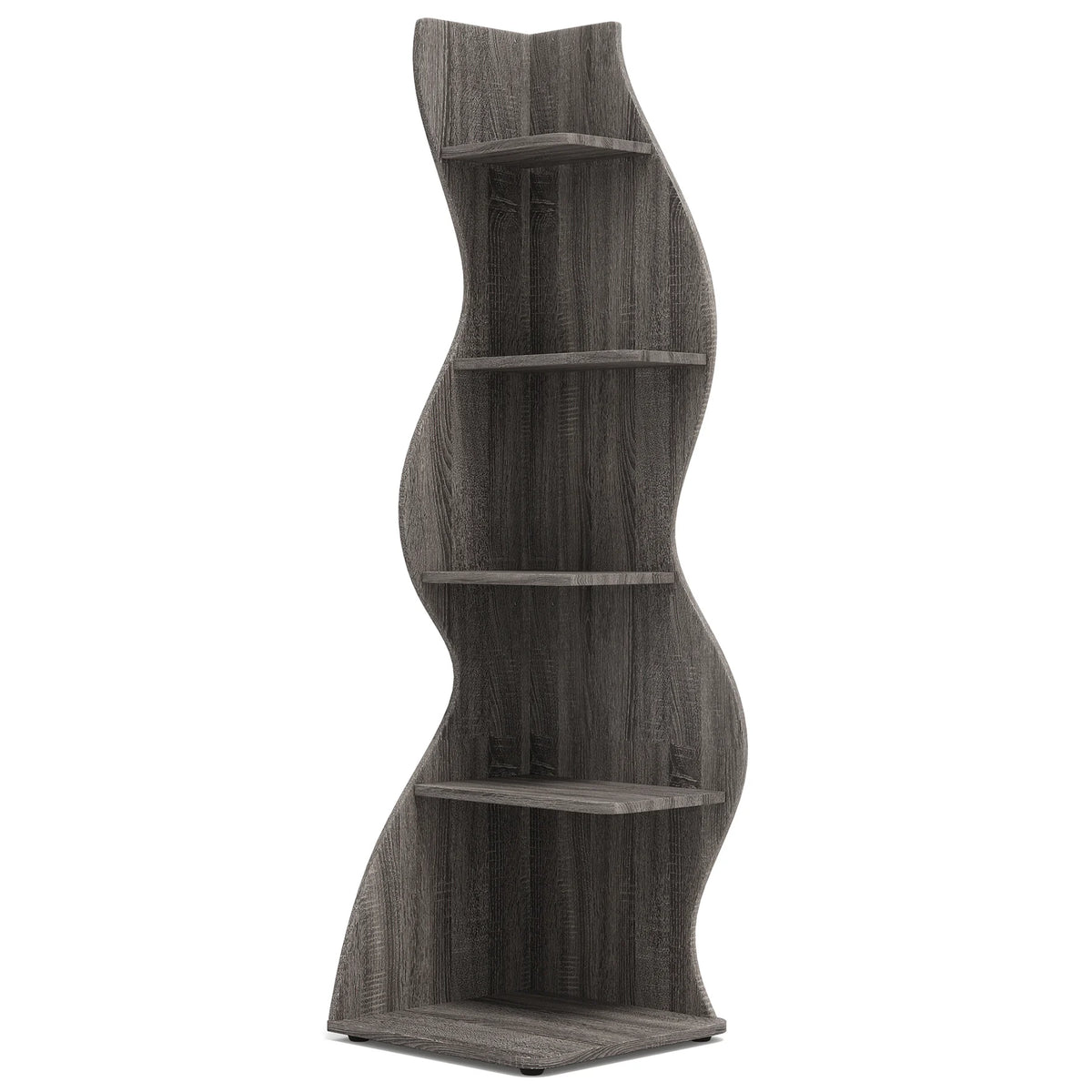 Tribesigns Modern Five Tier Corner Shelf Wall Storage Bookcase