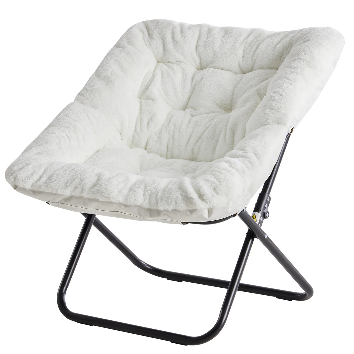 JHK Cozy Faux Fur Folding Saucer Chair For Comfortable Lounging