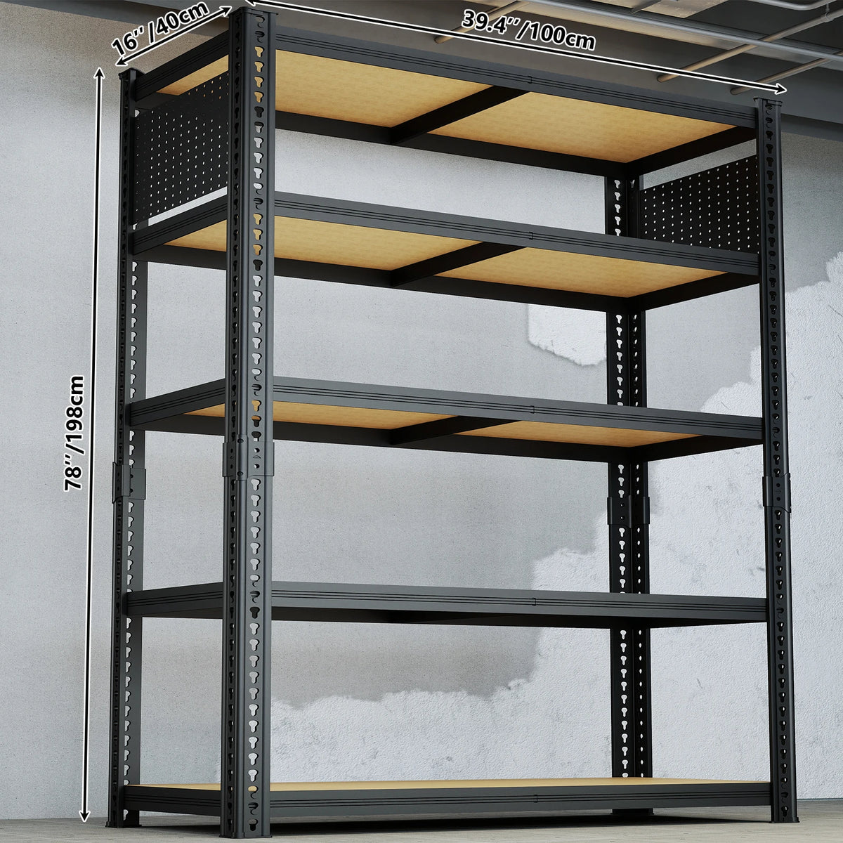 SARENZOON Adjustable Metal Shelving Rack With Pegboard Panel