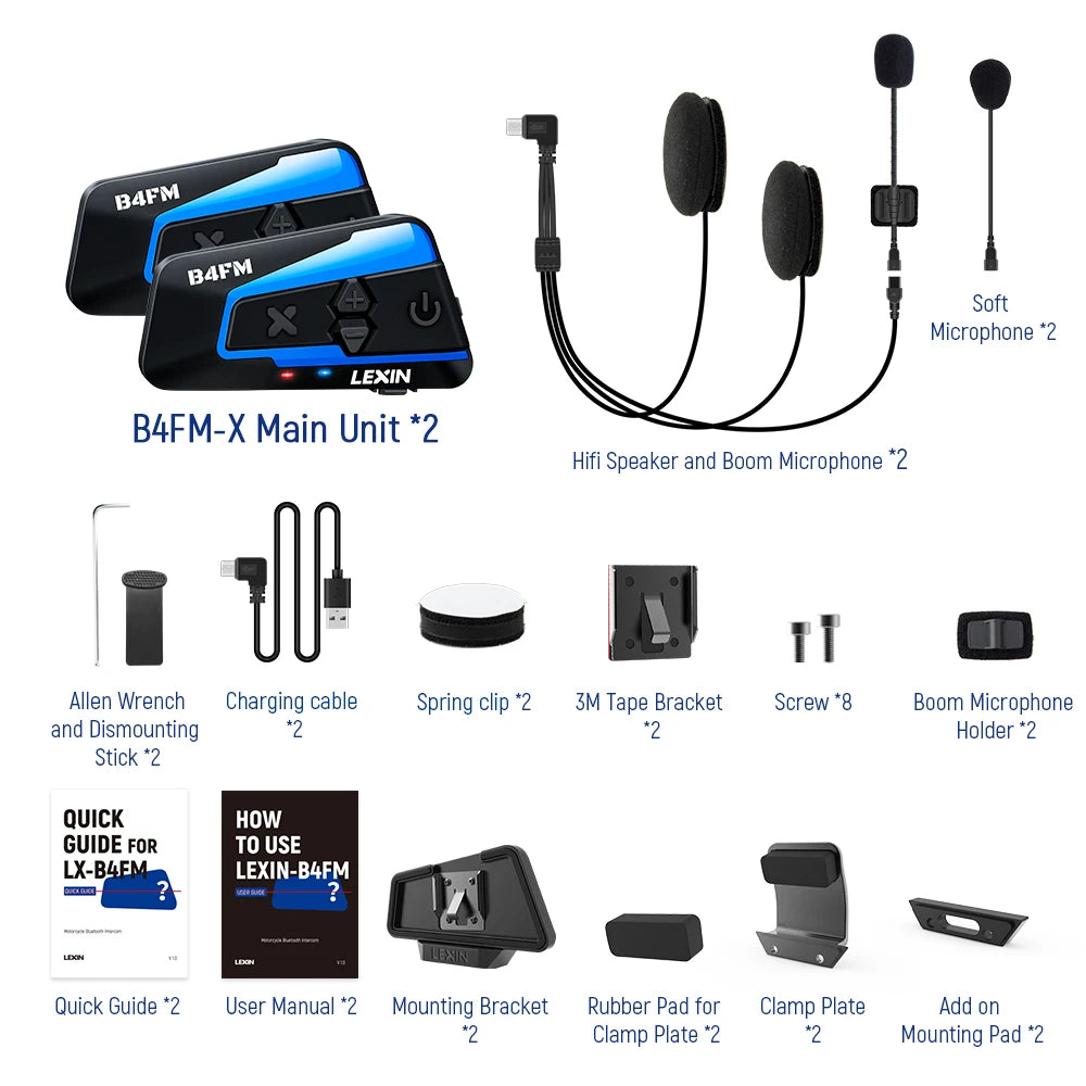 Lexin Bluetooth Motorcycle Helmet Intercom Headset For Group Riding