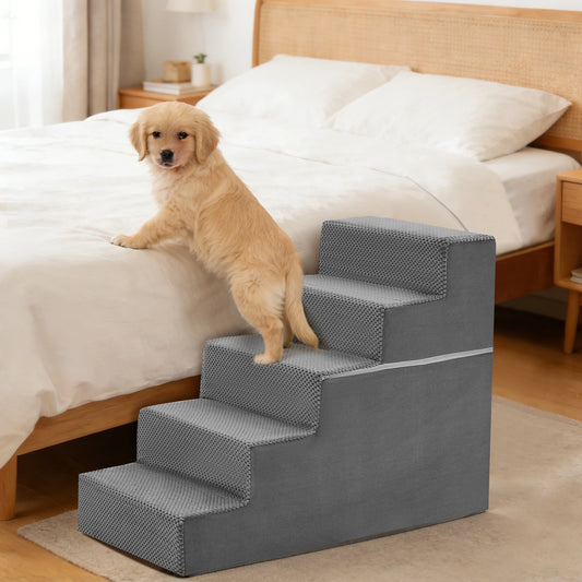 Curved Foam Dog Stairs Ramp With Non Slip Indoor Steps