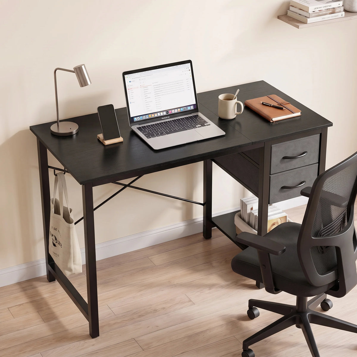 MCQ Standing Office Computer Desk With Drawers And Side Hook