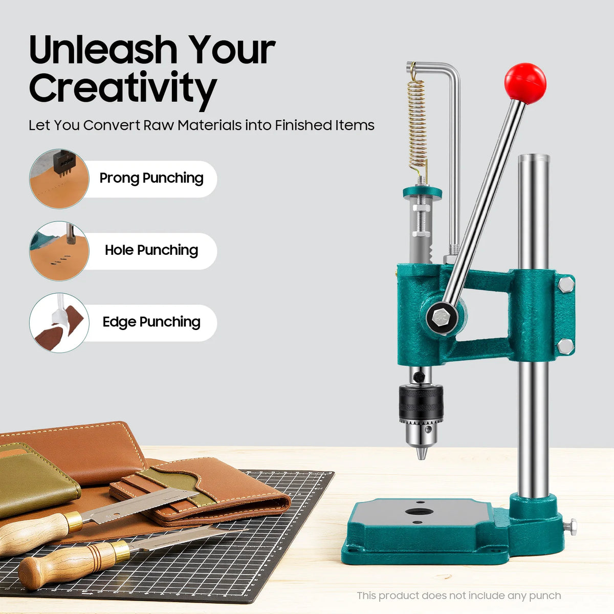 Bymaocar Manual Press Leather Hole Puncher DIY Adjustable Tool
