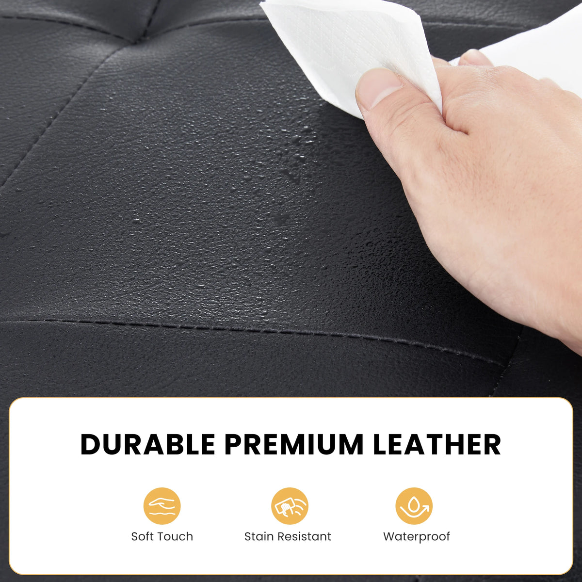 JHK Leather Storage Ottoman Bench With Convenient Footrest