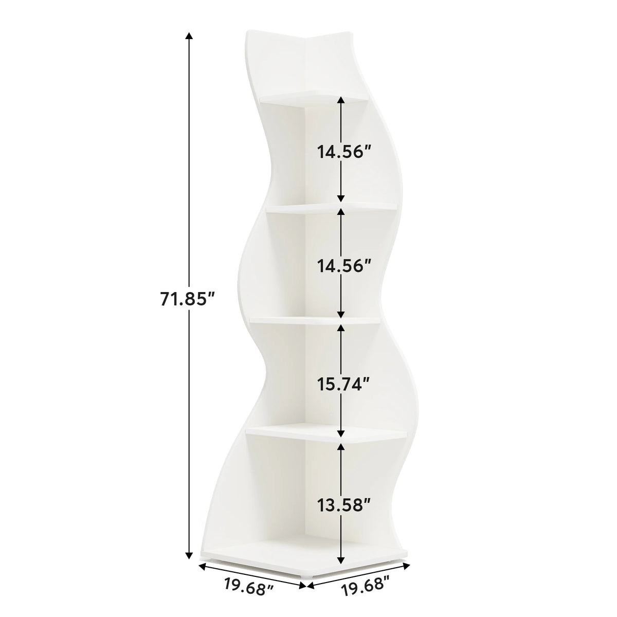 Tribesigns Modern Five Tier Corner Shelf Wall Storage Bookcase
