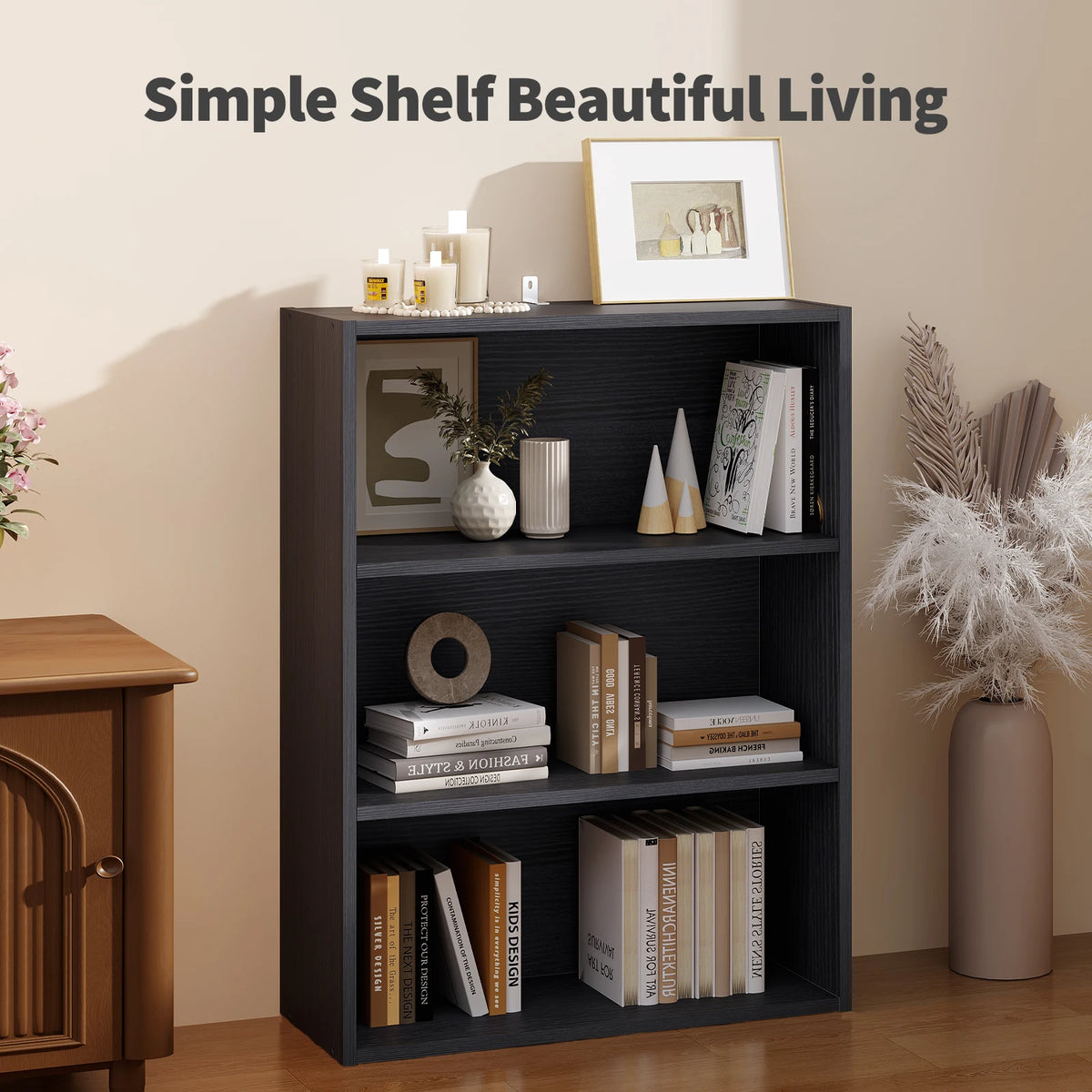 MCQ Wooden Five Tier Bookshelf for Home Storage and Display
