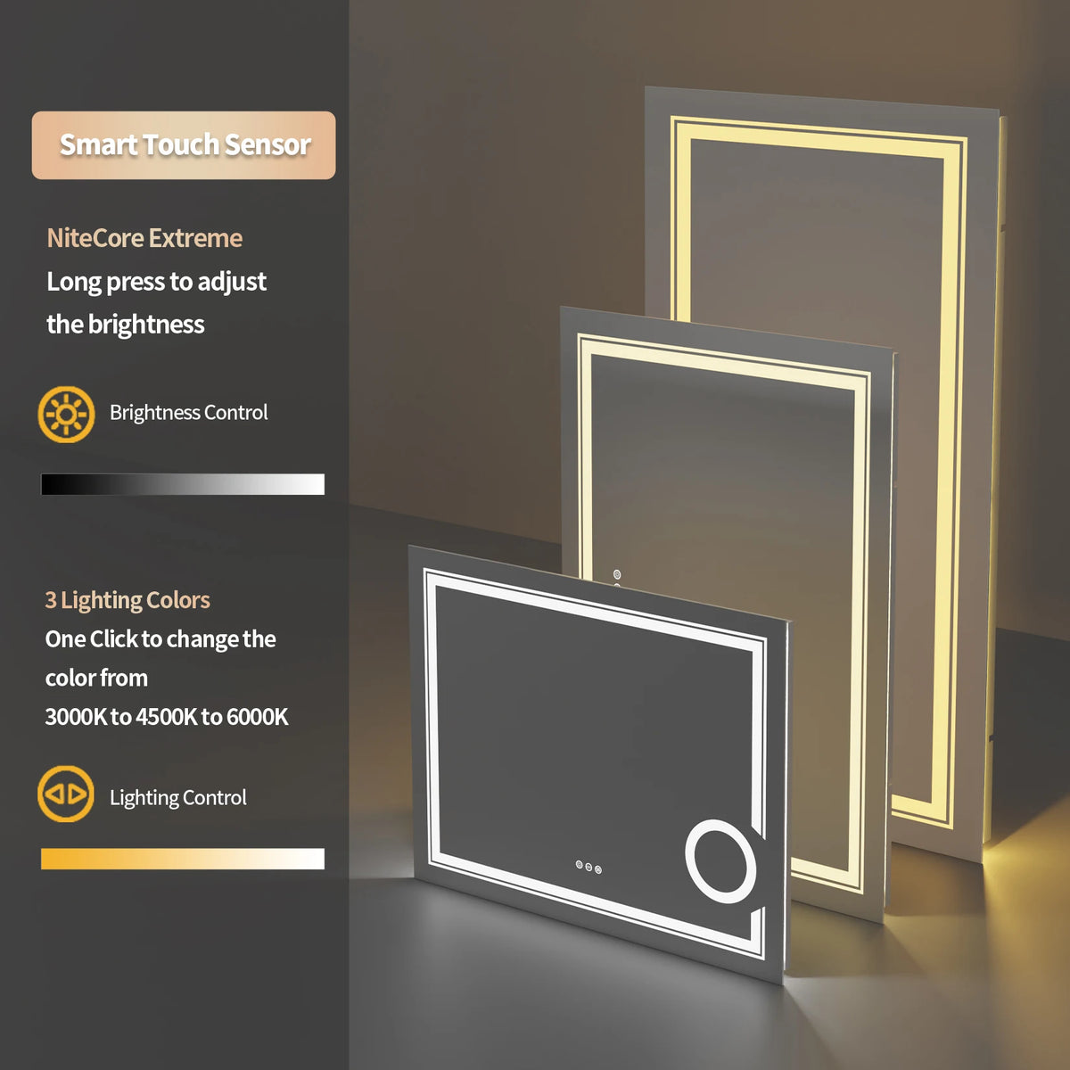 Borwart Fogless LED Bathroom Vanity Mirror With Gradient Lighting