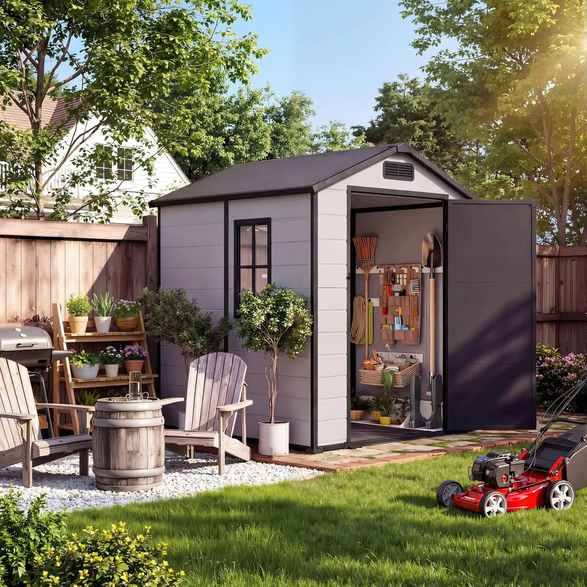 Waterproof Outdoor Storage Shed With Floor And Lockable Door
