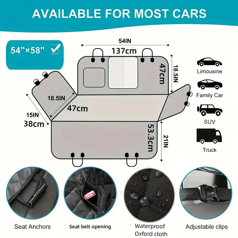 Waterproof Dog Car Seat Cover Hammock With Scratchproof Protection
