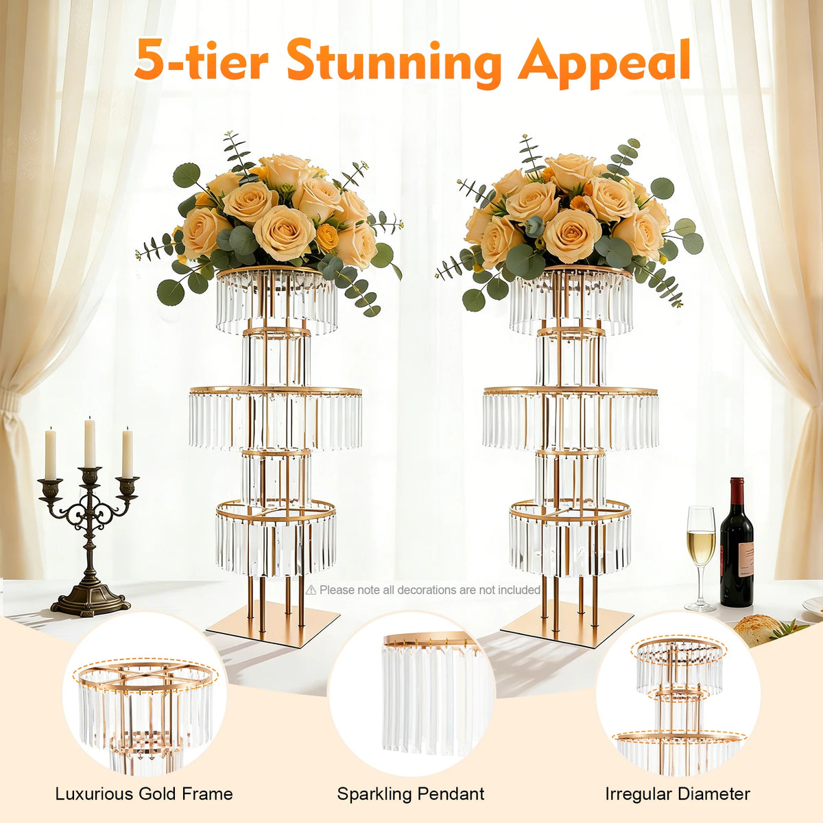 Five Tier Acrylic Wedding Flower Stand for Elegant Event Decor