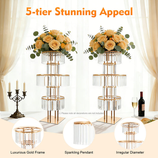 Five Tier Acrylic Wedding Flower Stand for Elegant Event Decor