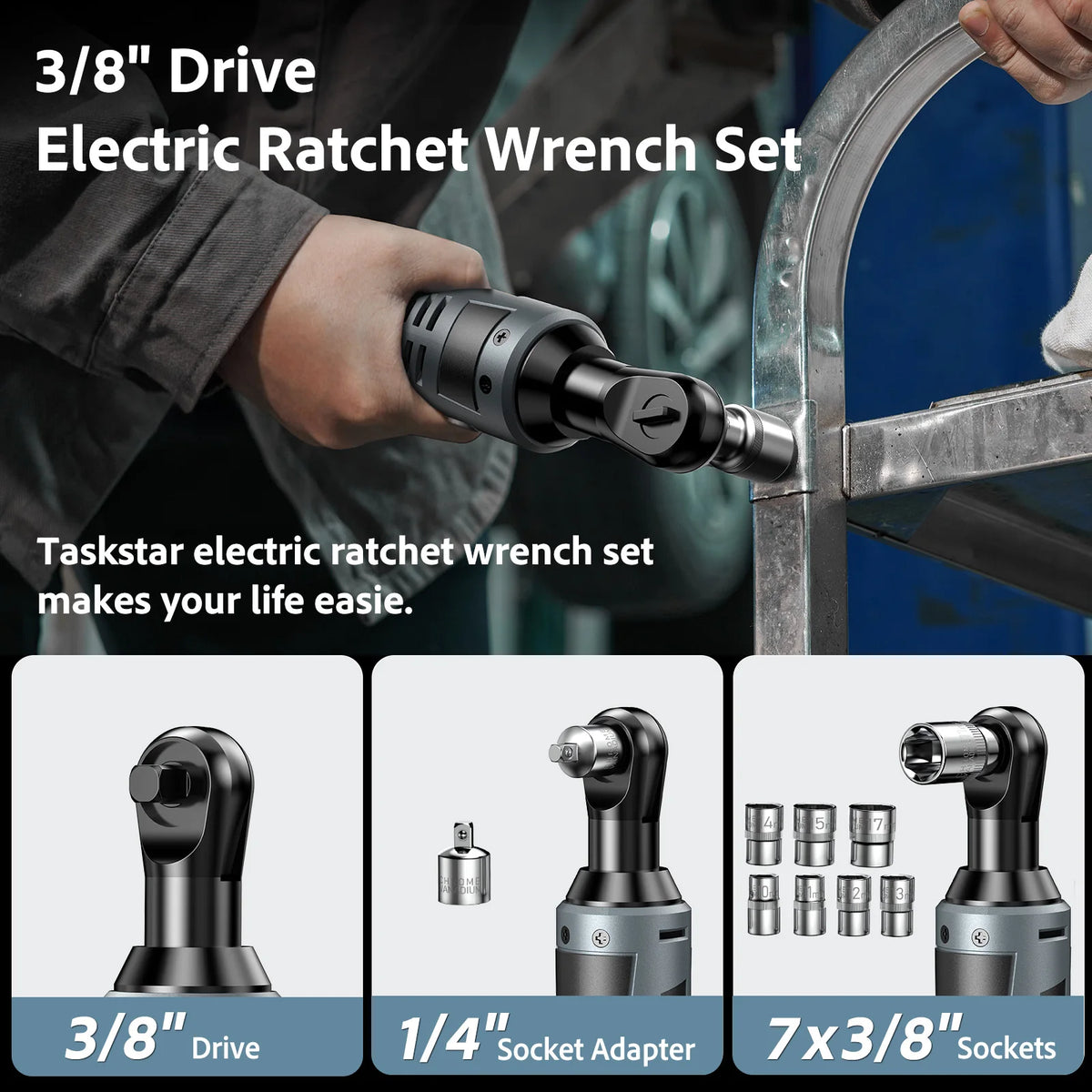 Taskstar Cordless Ratchet Wrench Kit For Automotive Repairs