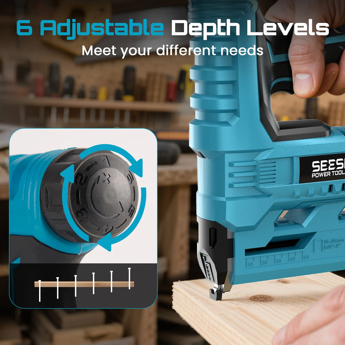 Seesii Cordless Brad Nailer And Stapler With Dual Batteries