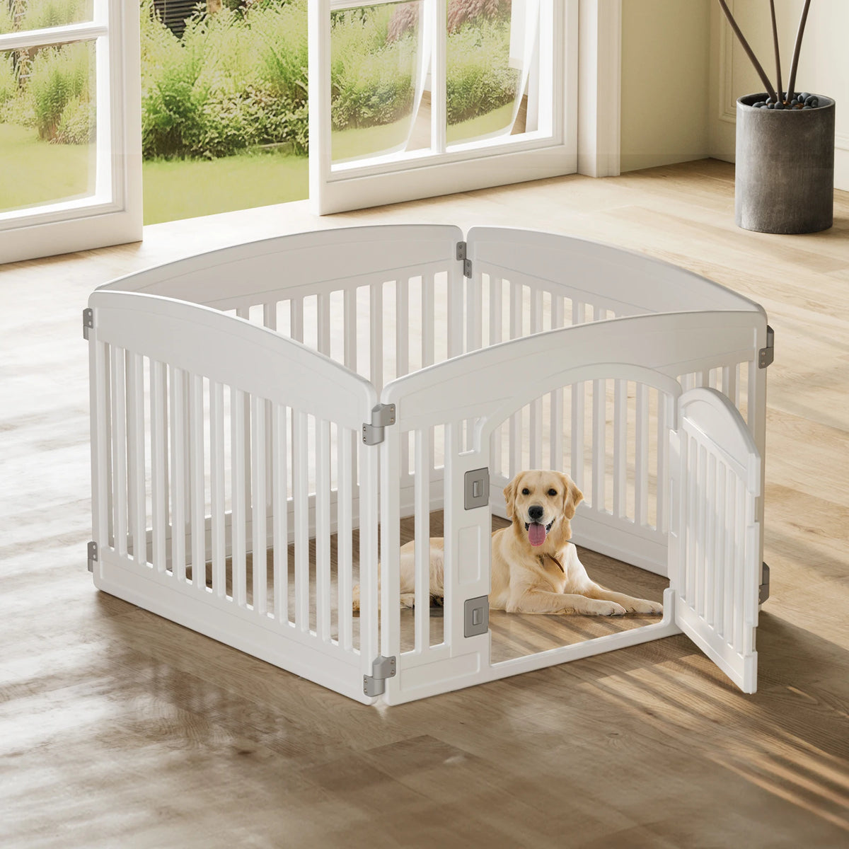 JHK Expandable Plastic Dog Playpen for Indoor and Outdoor Use