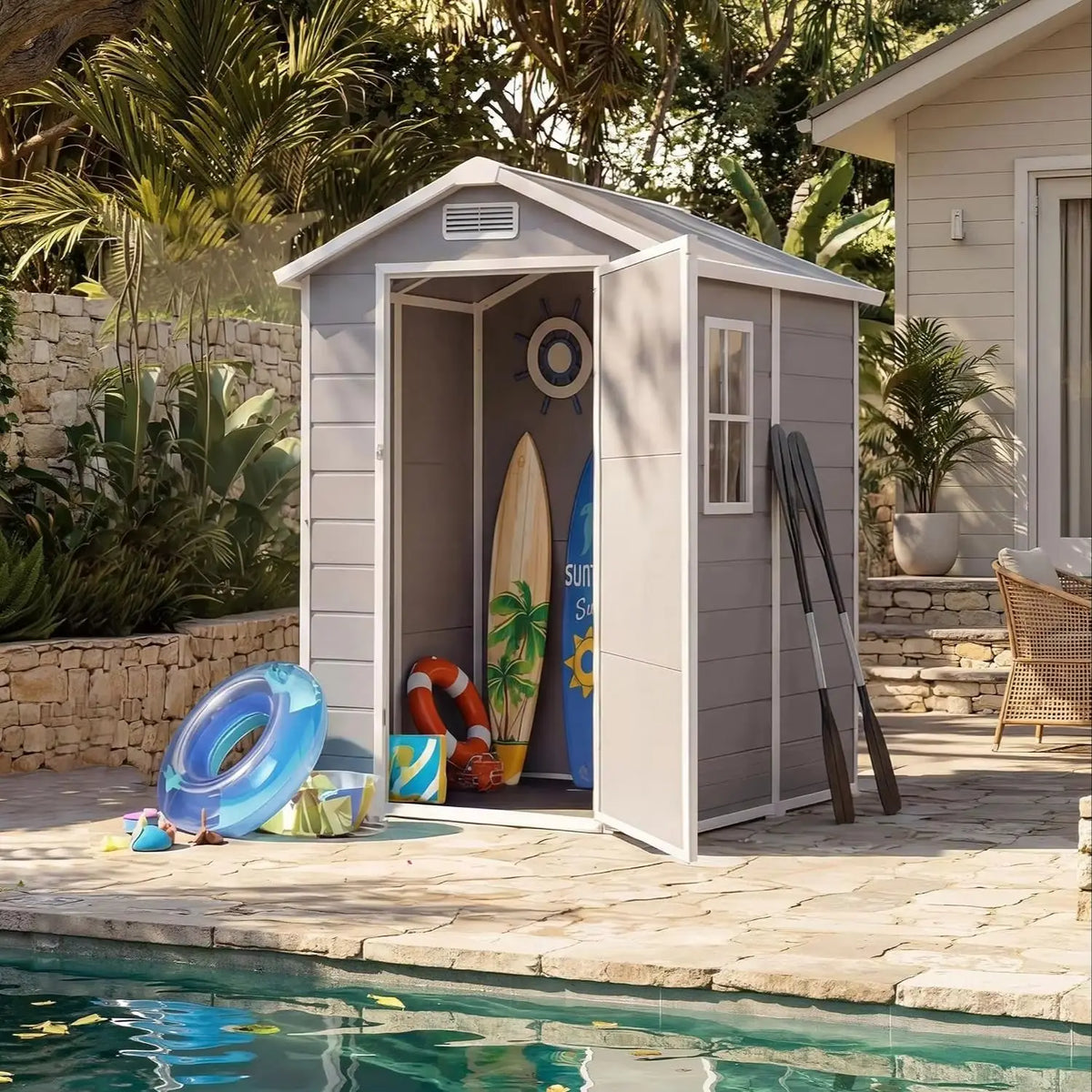Waterproof Outdoor Storage Shed With Floor And Lockable Door