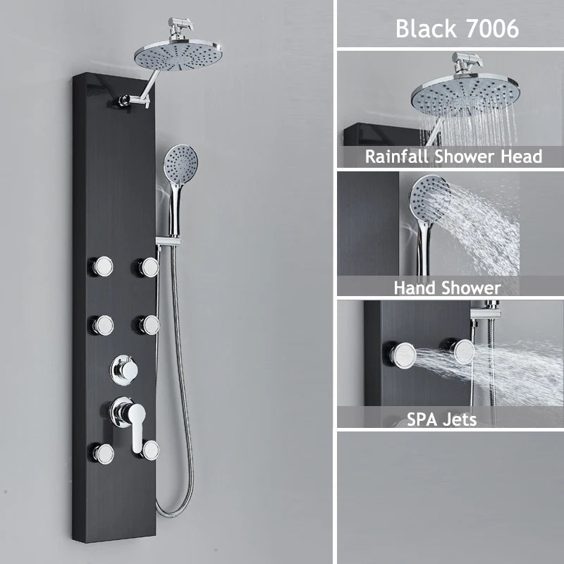 Shinesia LED Shower Panel With Rainfall Massage Jets And Faucet