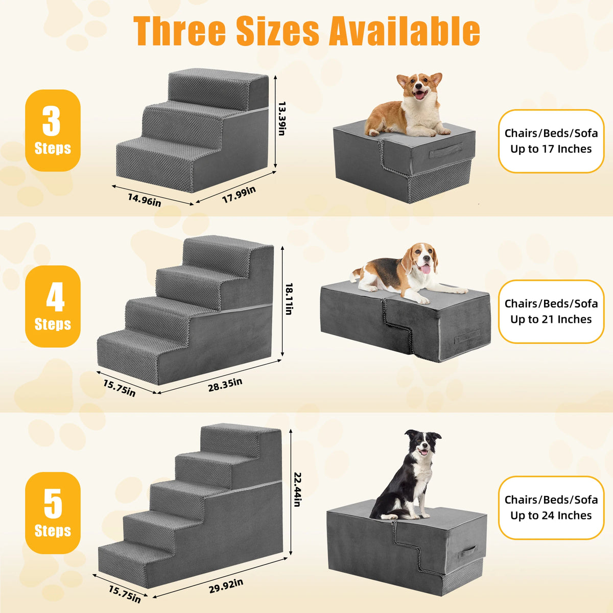 Curved Foam Dog Stairs Ramp With Non Slip Indoor Steps