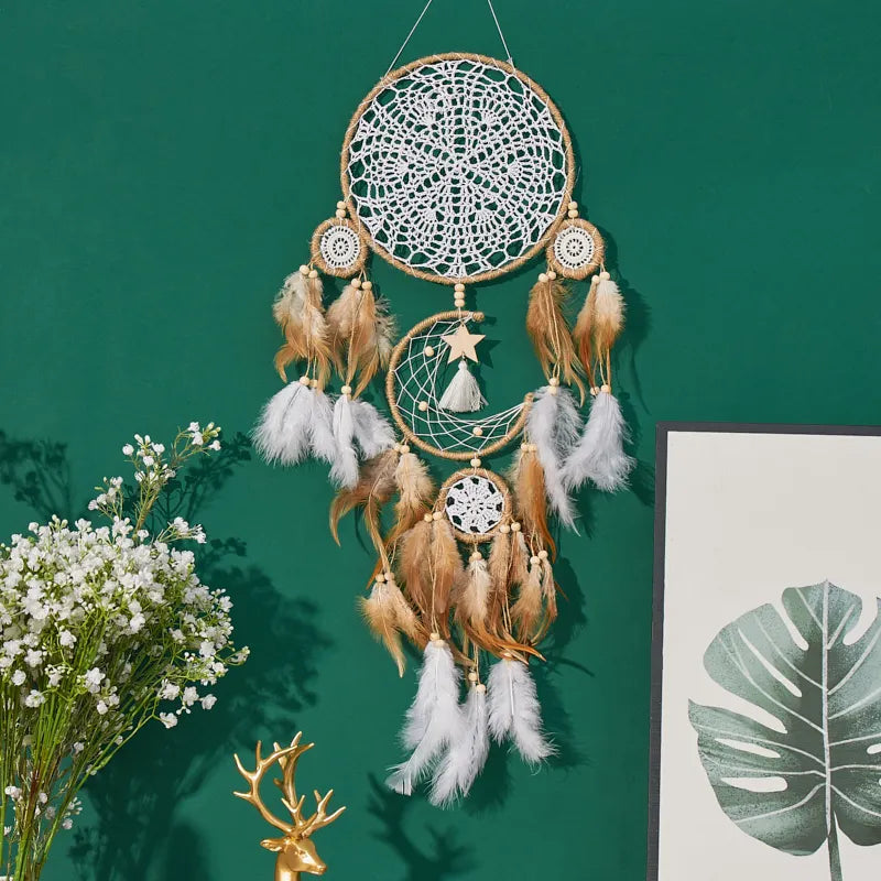 Handcrafted Moon Dream Catcher Bohemian Wall Decor For Sweet Dreams