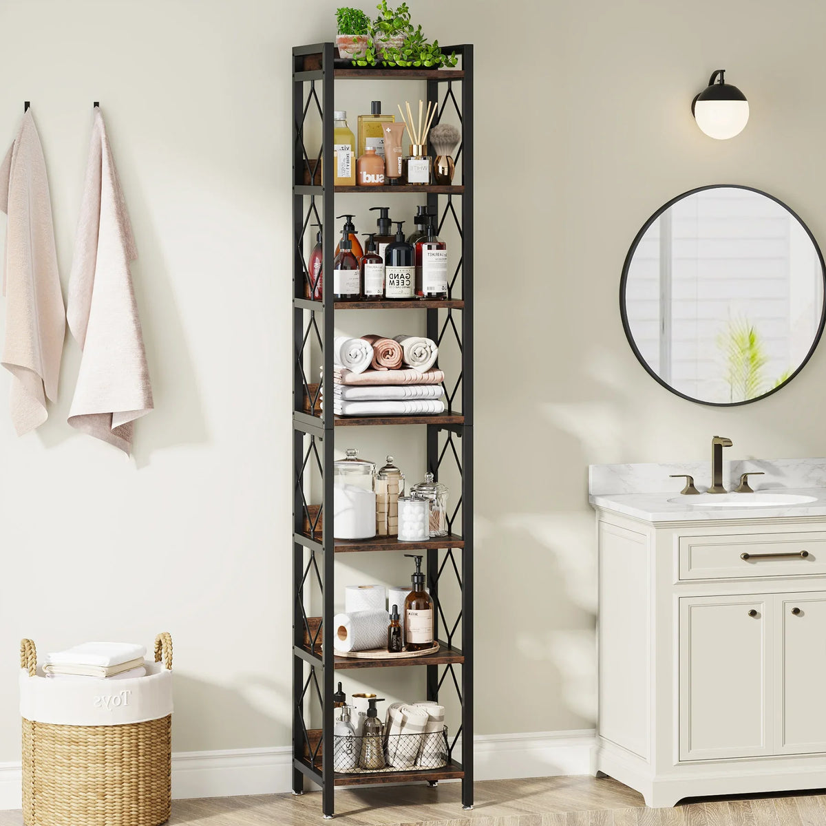 Tribesigns Narrow Seven Tier Bookcase For Small Spaces