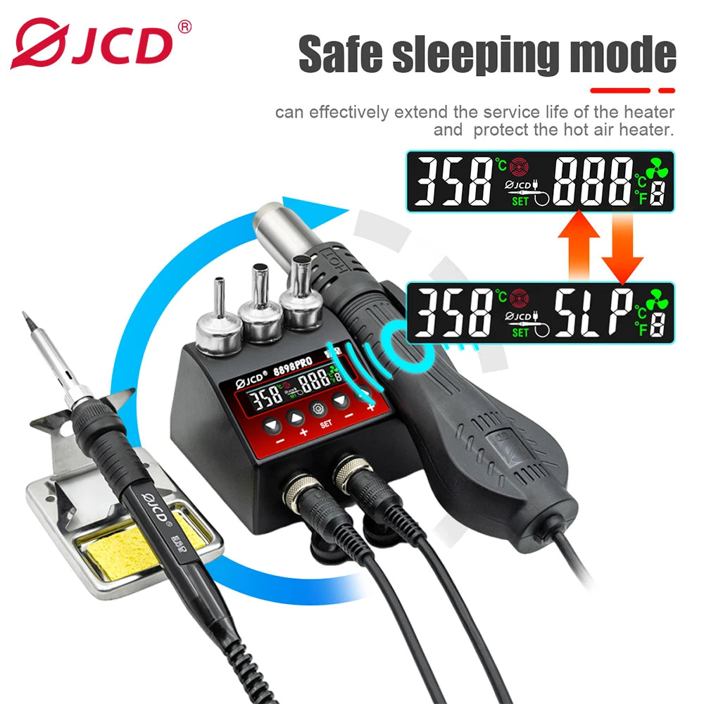 JCD 8586D Soldering Station With Hot Air Rework LCD Display