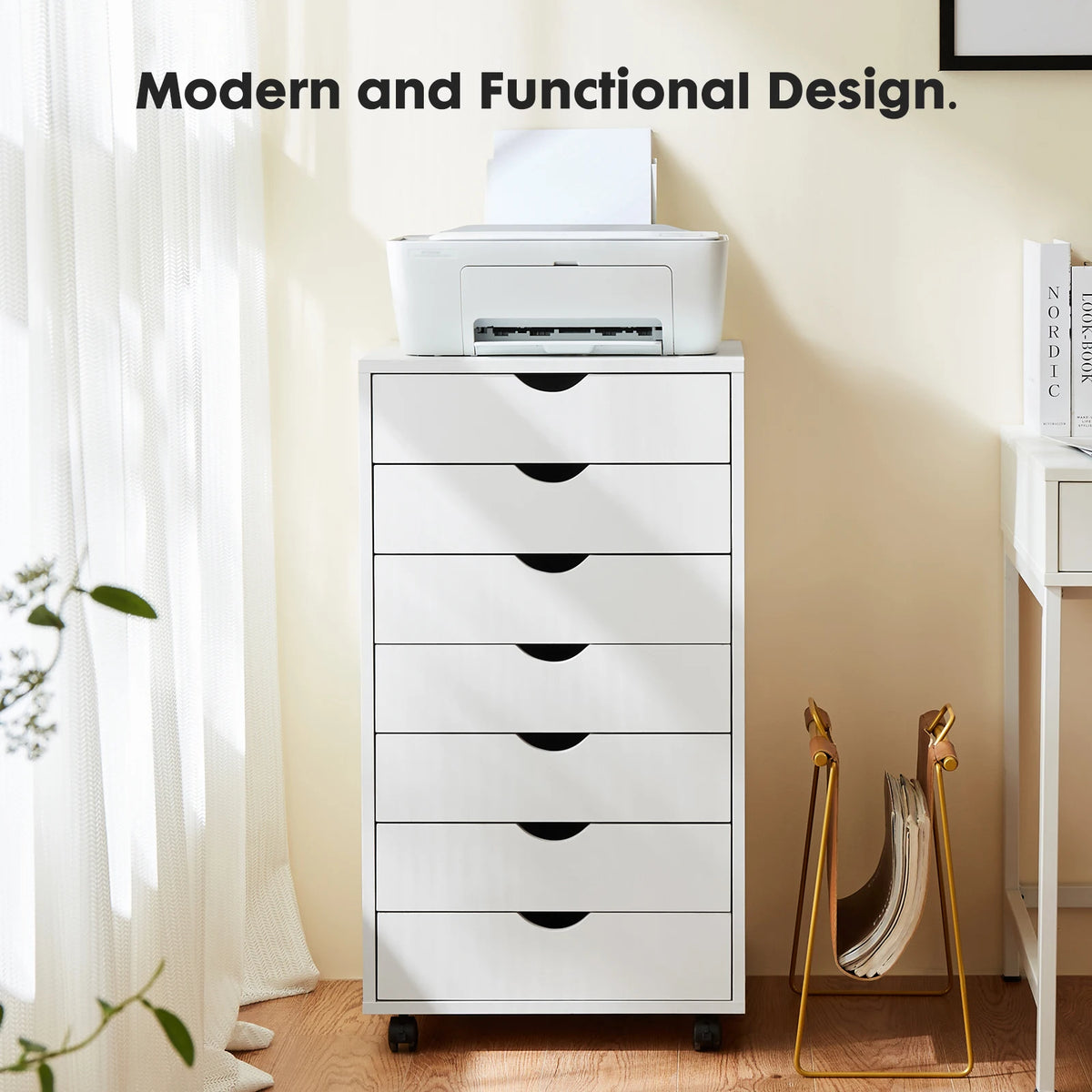 JHK Seven Drawer Rolling Storage Cabinet For Bedroom And Office