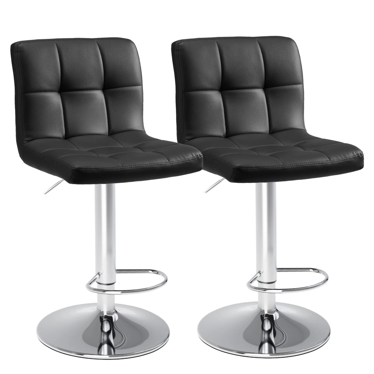 JHK Upholstered PU Leather Bar Stools With Comfortable Backrest