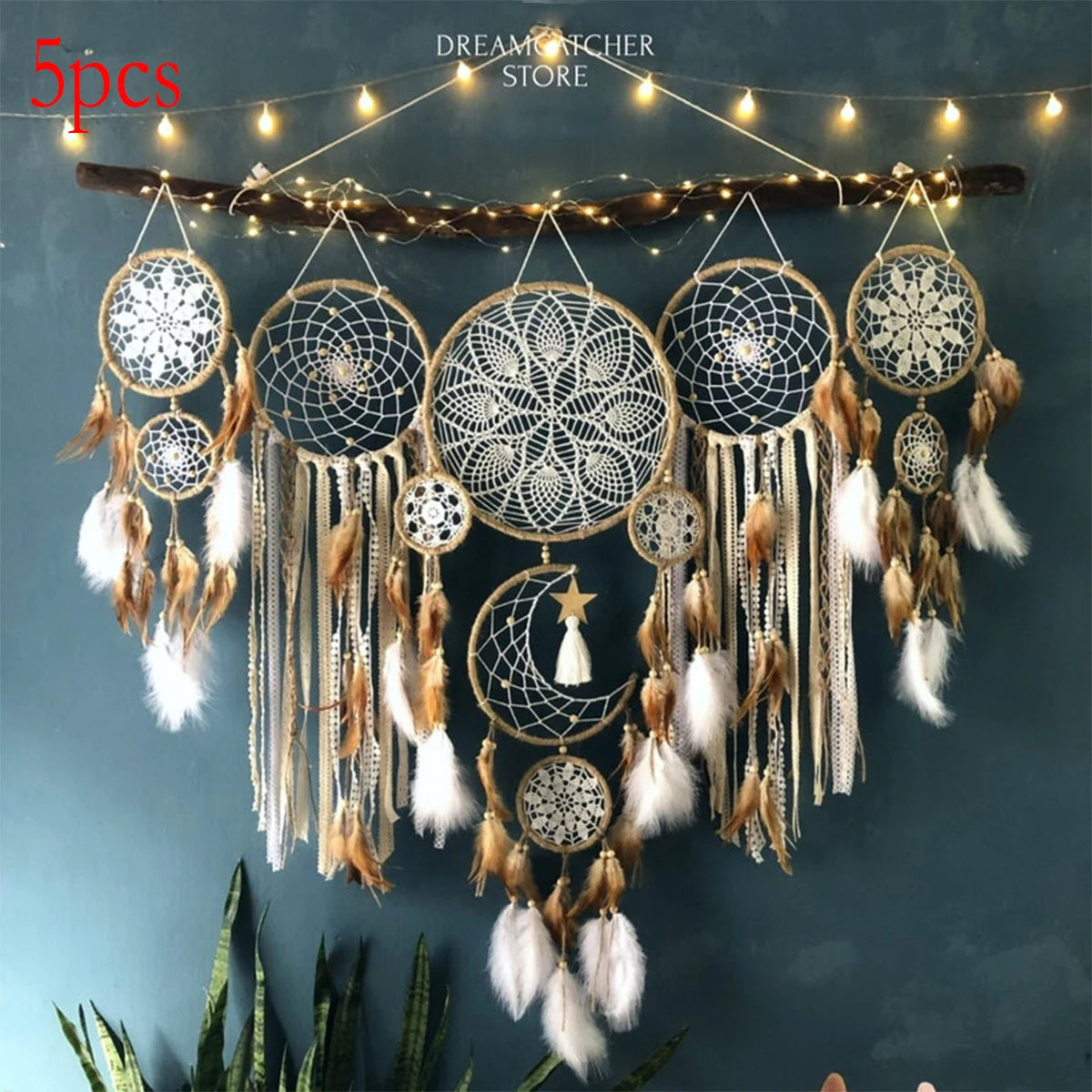 Handcrafted Moon Dream Catcher Bohemian Wall Decor For Sweet Dreams